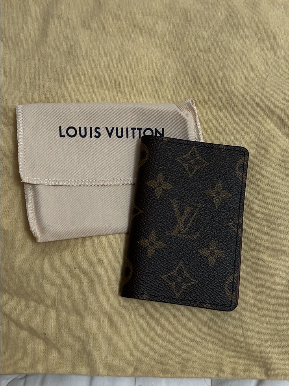 Louis Vuitton Monogram Card/Passport Holder - Dark Brown & Tan